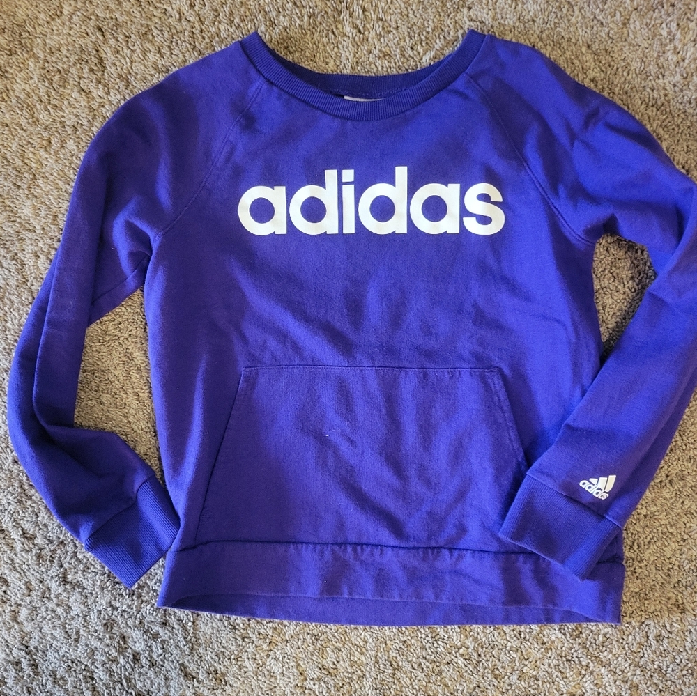 Adidas Crew Neck Sweatshirt Purple Girls Size Large 12/14 Used
